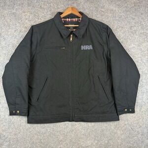 Burks Bay NRA Jacket Mens XL Black Canvas Plaid Lined Corduroy Collar Detroit
